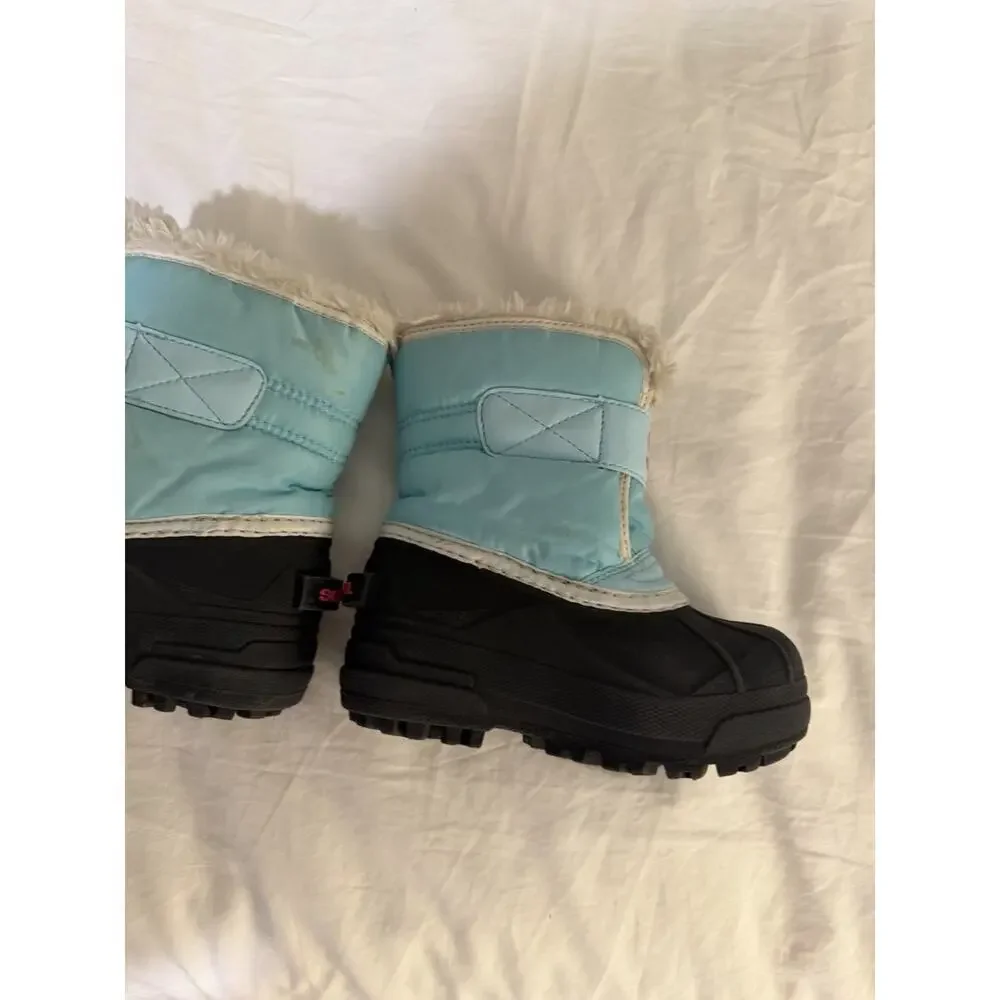 Sorel Snow Commander Girls Snow Boots Turquoise Pink Sz 9c Waterproof Insulated